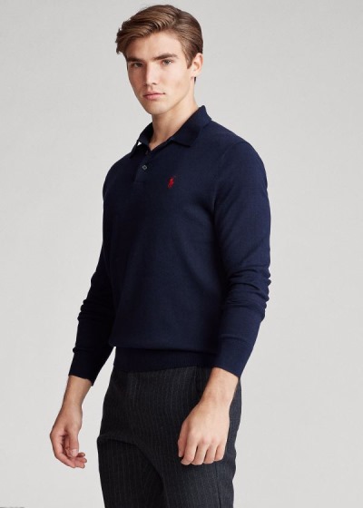 Men's Polo Ralph Lauren Cotton Polo-Collar Sweater | 981046ENS